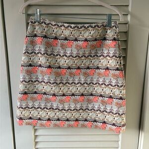 LOFT - Patterned Cream and Pink Skirt